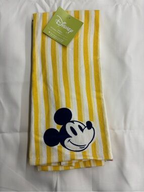 Disney Yellow & White Striped Mickey Face kitchen Towel